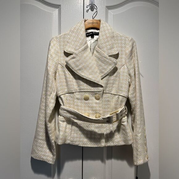 blanc noir Jackets & Blazers - Blanc Noir Double-Breasted Wool-Blend Tweed Jacket